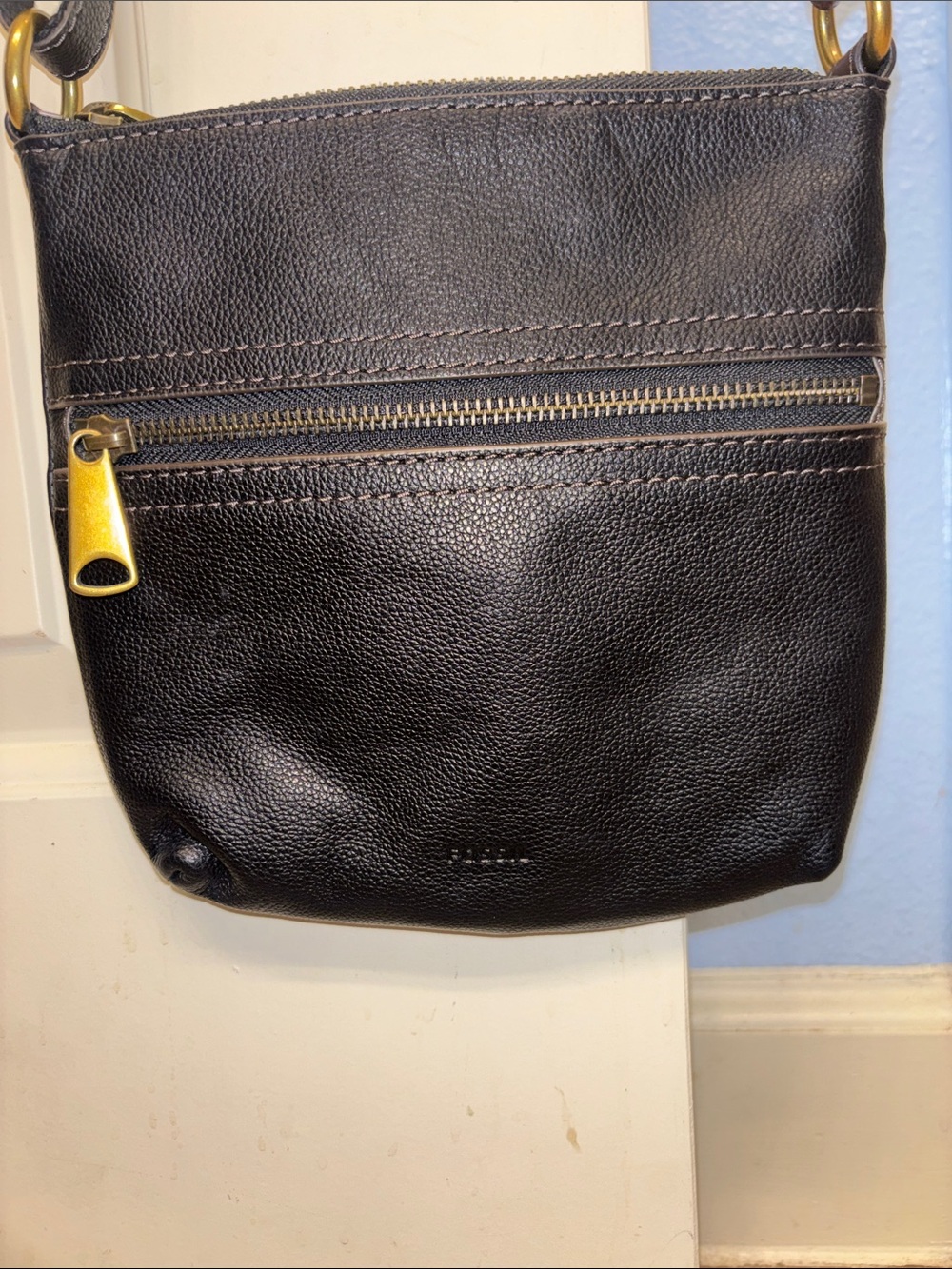 Fossil Leather Crossbody Bag - Casual Everyday Shoulder Bag